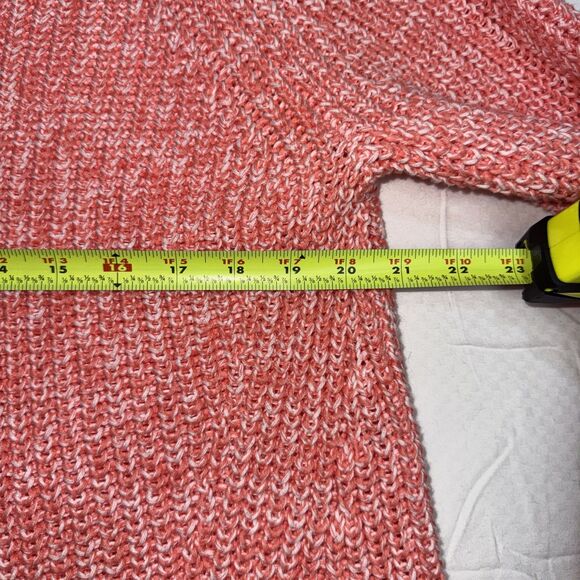 Croft Barrow Chunky Knit Women’s Turtle Neck Sweater XL Salmon Pink White Y2K - Picture 3 of 6